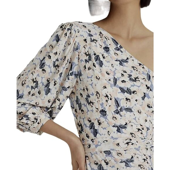 Lauren Ralph Lauren Floral One Shoulder Dress With Belt Size Medium MSRP $185 - Picture 2 of 9